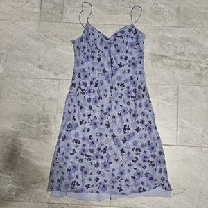 Vintage Ann Taylor 100% Silk Purple Floral Dress